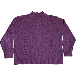 Vintage Sweater Chunky Knit Pullover Crewneck Men Sz L Burgundy Crew Neck